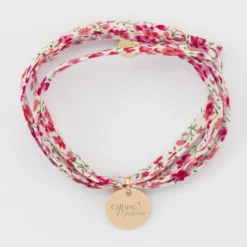 Discount HappyBulle Bracelet EVJF 3 tours Liberty personnalisé médaille gravée plaqué or 15 mm Plaqué or 18k