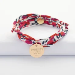 Sale HappyBulle Bracelet Famille des mariés 3 tours Liberty personnalisé médaille gravée plaqué or 15 mm Plaqué or 18k