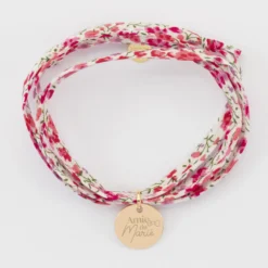 Sale HappyBulle Bracelet Famille des mariés 3 tours Liberty personnalisé médaille gravée plaqué or 15 mm Plaqué or 18k