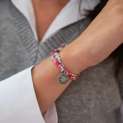 Discount HappyBulle Bracelet Famille des mariés 3 tours Liberty personnalisé médaille gravée argent 15 mm Argent rhodié 925