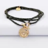 Hot HappyBulle Bracelet fermoir personnalisé cordon 3 tours pailleté médaille Lune zircons crépuscule gravée plaqué or 16 mm