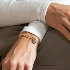 Discount HappyBulle Bracelet fermoir personnalisé cordon pailleté médaille gravée plaqué or initiale 10 mm Plaqué or 18k