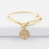 Hot HappyBulle Bracelet fermoir personnalisé cordon pailleté médaille Lune zircons crépuscule gravée plaqué or 16 mm
