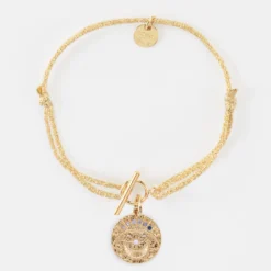 Hot HappyBulle Bracelet fermoir personnalisé cordon pailleté médaille Lune zircons crépuscule gravée plaqué or 16 mm