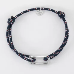HappyBulle Bracelet homme cordage marin simple maillon argent 25x12 mm Argent rhodié 925