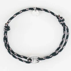 Hot HappyBulle Bracelet homme cordage marin simple maille marine argent 15,4x9 mm Argent rhodié 925