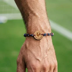 Outlet HappyBulle Bracelet homme cordage marin tricolore simple médaille gravée bois ronde 2 trous 21 mm - Edition spéciale Fierté tricolore