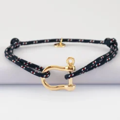 Clearance HappyBulle Bracelet homme cordage marin manille plaqué or 20 mm Plaqué or 18k