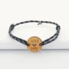 Online HappyBulle Bracelet homme cordage marine médaille gravée bois ronde 21 mm - Edition spéciale "Super Papa"