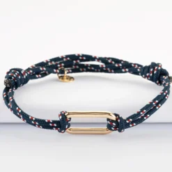 Best HappyBulle Bracelet homme cordage marin double maillon plaqué or 25x12 mm Plaqué or 18k