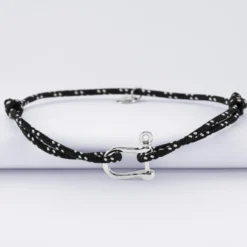 Sale HappyBulle Bracelet homme cordage marin manille argent 15 mm Argent rhodié 925