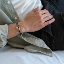 Sale HappyBulle Bracelet homme cordage marin manille argent 15 mm Argent rhodié 925