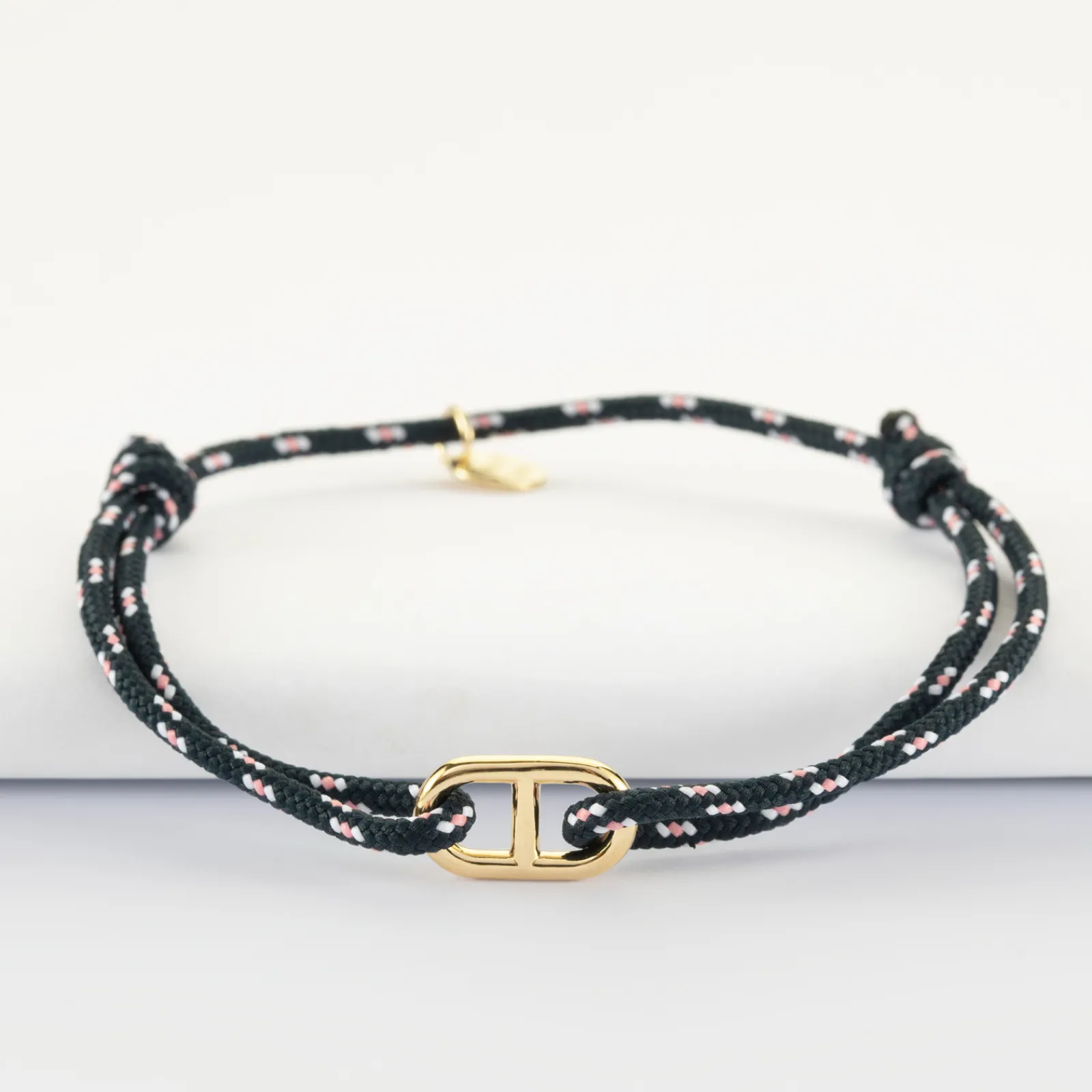 New HappyBulle Bracelet homme cordage marin simple maille marine plaqué or 15,4x9 mm Plaqué or 18k