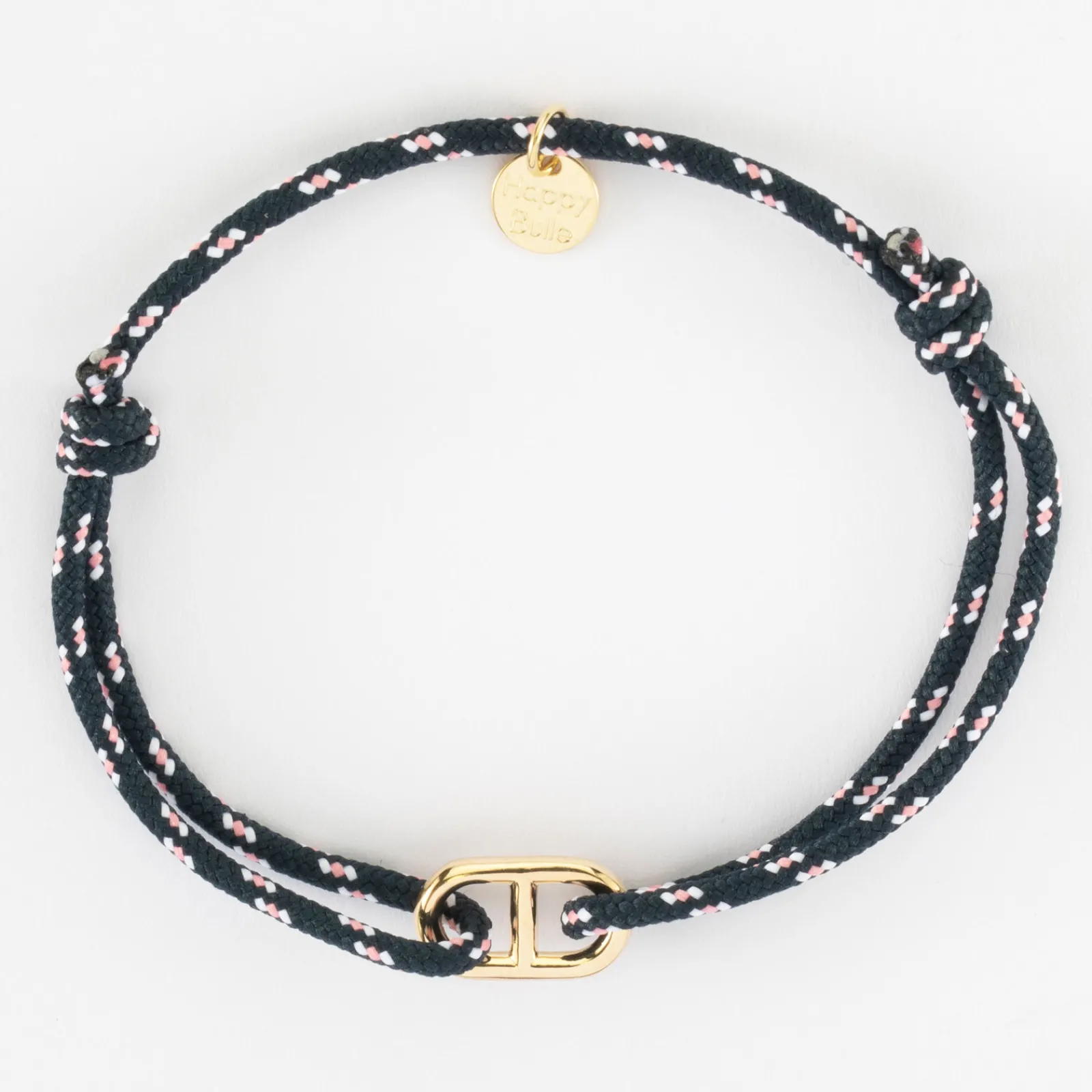 New HappyBulle Bracelet homme cordage marin simple maille marine plaqué or 15,4x9 mm Plaqué or 18k