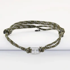 Best HappyBulle Bracelet homme cordage marin double maille marine argent 15,4x9 mm Argent rhodié 925