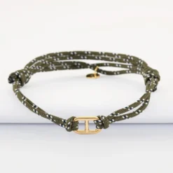 Sale HappyBulle Bracelet homme cordage marin double maille marine plaqué or 15,4x9 mm Plaqué or 18k