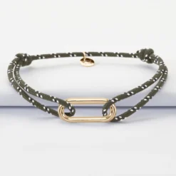 Sale HappyBulle Bracelet homme cordage marin simple maillon plaqué or 25x12 mm Plaqué or 18k