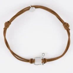 Hot HappyBulle Bracelet homme cordon cuir double manille argent 15 mm Argent rhodié 925