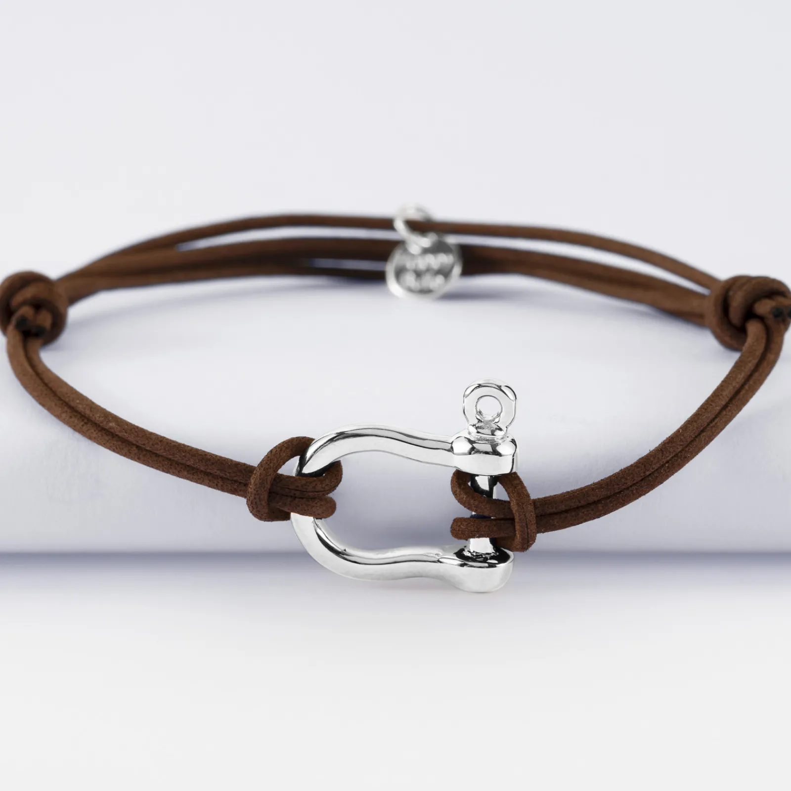 Hot HappyBulle Bracelet homme cordon cuir double manille argent 20 mm Argent rhodié 925