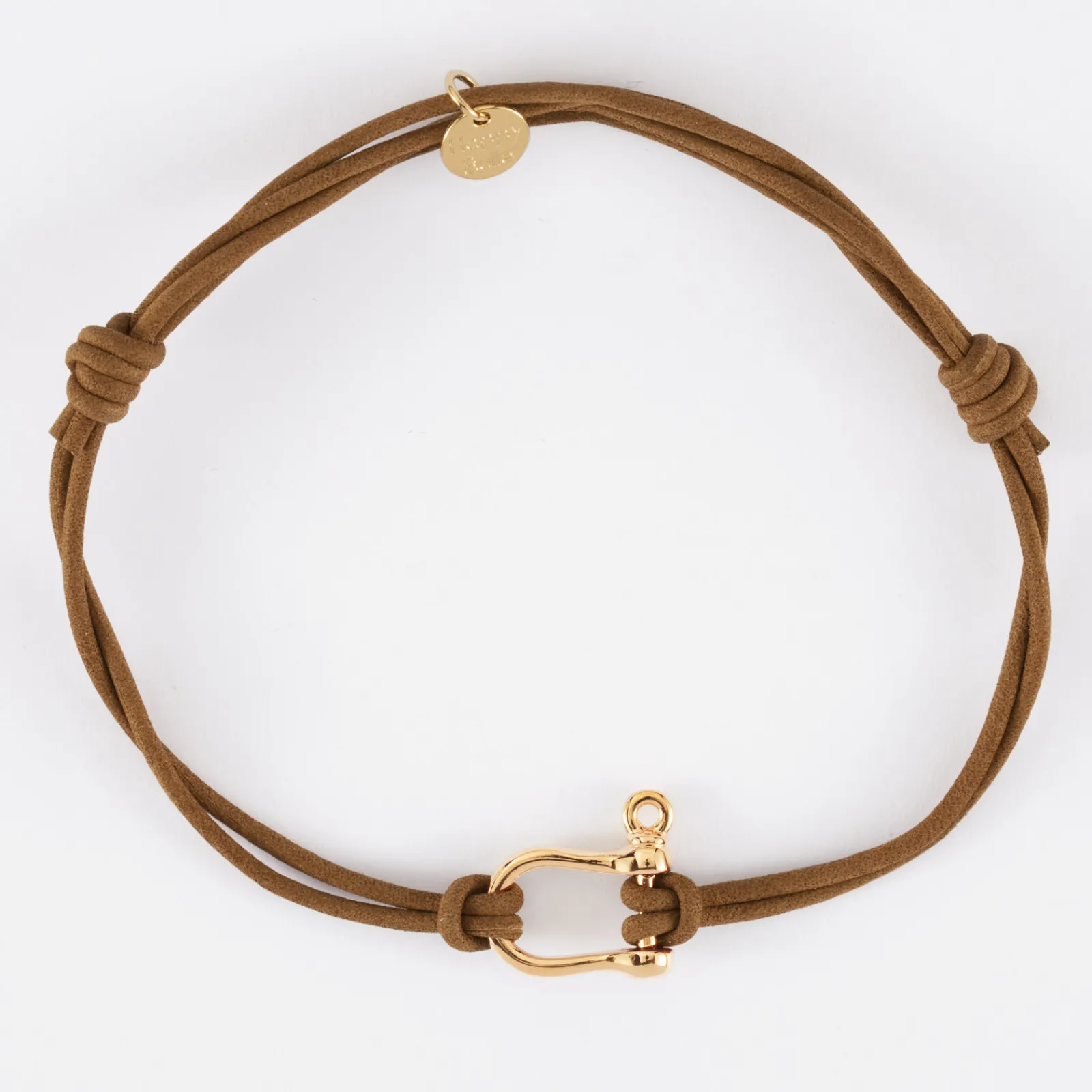 Hot HappyBulle Bracelet homme cordon cuir double manille plaqué or 15 mm Plaqué or 18k
