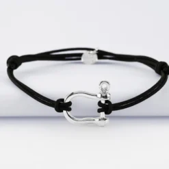 Best HappyBulle Bracelet homme cordon double manille argent 20 mm Argent rhodié 925
