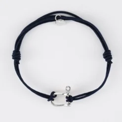 Discount HappyBulle Bracelet homme cordon double manille argent 15 mm Argent rhodié 925