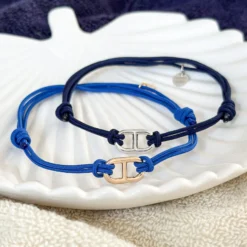 Clearance HappyBulle Bracelet homme cordon double maille marine plaqué or 15,4x9 mm Plaqué or 18k