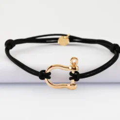 Hot HappyBulle Bracelet homme cordon double manille plaqué or 20 mm Plaqué or 18k