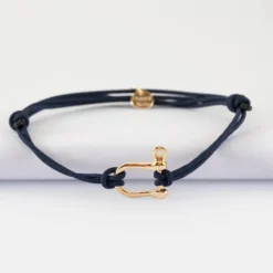 Discount HappyBulle Bracelet homme cordon double manille plaqué or 15 mm Plaqué or 18k