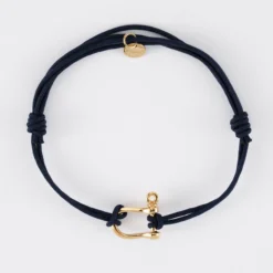 Discount HappyBulle Bracelet homme cordon double manille plaqué or 15 mm Plaqué or 18k