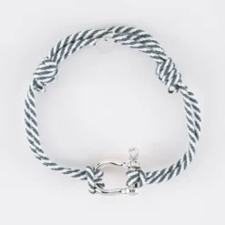 Best HappyBulle Bracelet homme cordon marin double tressé manille argent 20 mm Argent rhodié 925