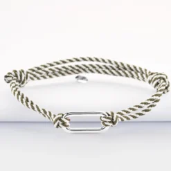 Discount HappyBulle Bracelet homme cordon marin double tressé maillon argent 25x12 mm Argent rhodié 925
