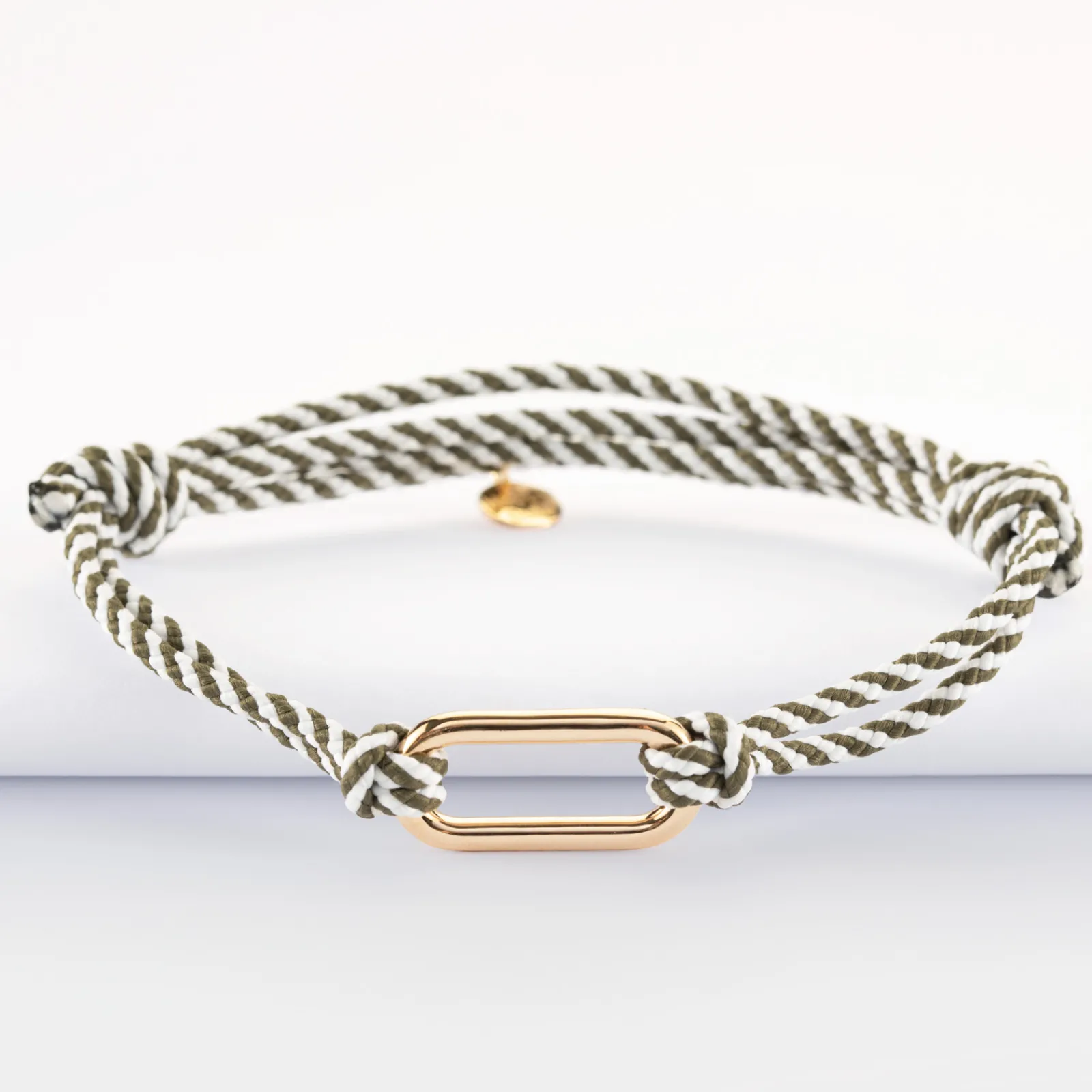 Best HappyBulle Bracelet homme cordon marin double tressé maillon plaqué or 25x12 mm Plaqué or 18k