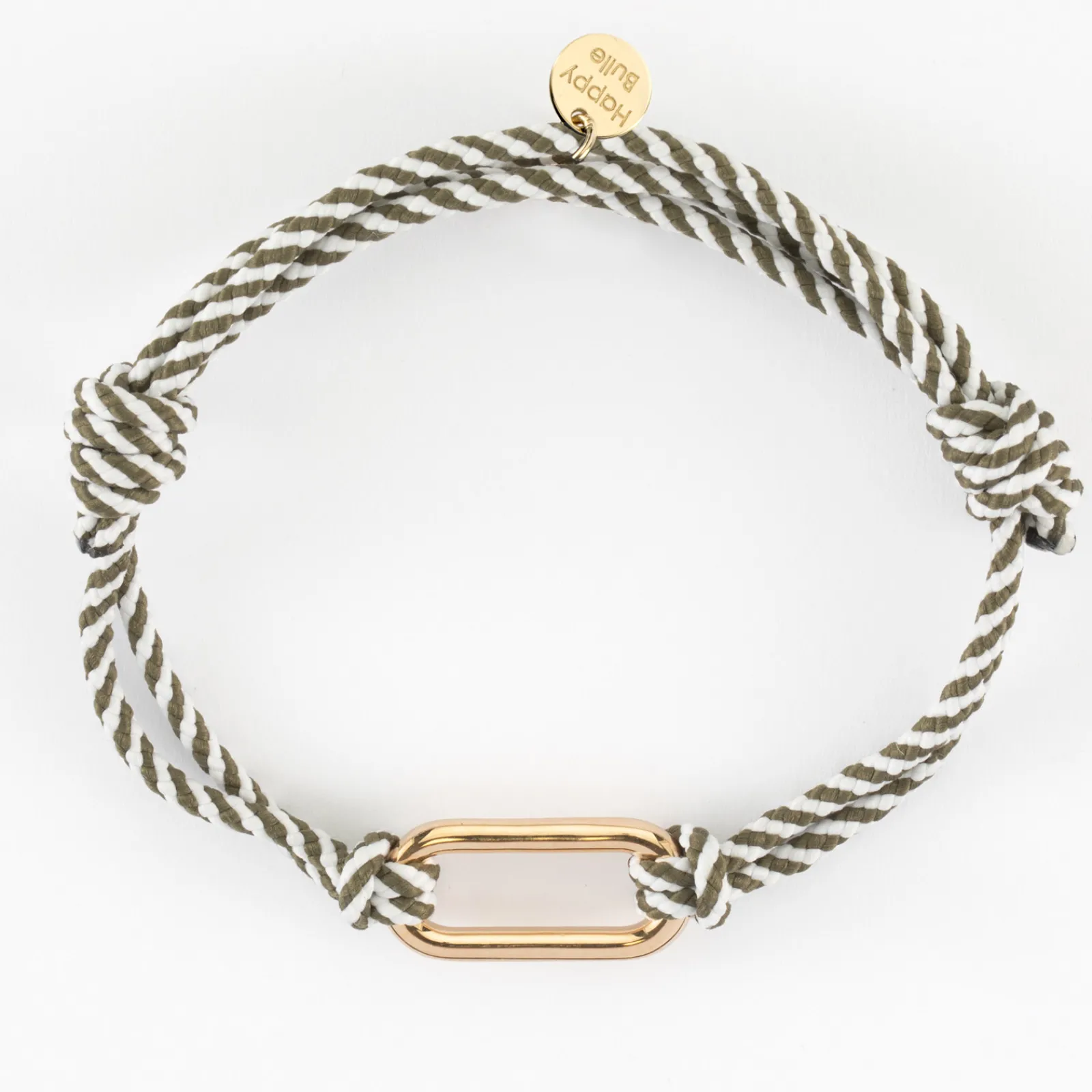 Best HappyBulle Bracelet homme cordon marin double tressé maillon plaqué or 25x12 mm Plaqué or 18k