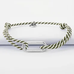 Best HappyBulle Bracelet homme cordon marin tressé maillon argent 25x12 mm Argent rhodié 925
