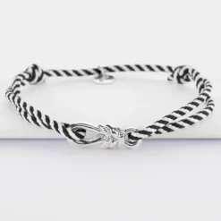 Sale HappyBulle Bracelet homme cordon marin tressé "Le lien" argent - x Lilylovesfashion Argent rhodié 925