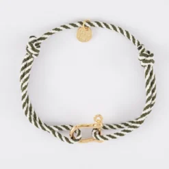 Clearance HappyBulle Bracelet homme cordon marin tressé manille plaqué or 15 mm Plaqué or 18k