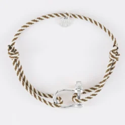 Clearance HappyBulle Bracelet homme cordon marin tressé manille argent 20 mm Argent rhodié 925