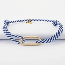 Hot HappyBulle Bracelet homme cordon marin tressé maillon plaqué or 25x12 mm Plaqué or 18k