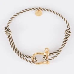 Outlet HappyBulle Bracelet homme cordon marin tressé manille plaqué or 20 mm Plaqué or 18k