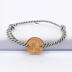 Online HappyBulle Bracelet homme cordon marin tressé médaille ronde 2 trous 21 mm - x Barbapapa Bois