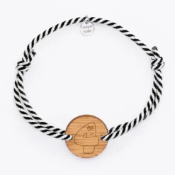 Online HappyBulle Bracelet homme cordon marin tressé médaille ronde 2 trous 21 mm - x Barbapapa Bois