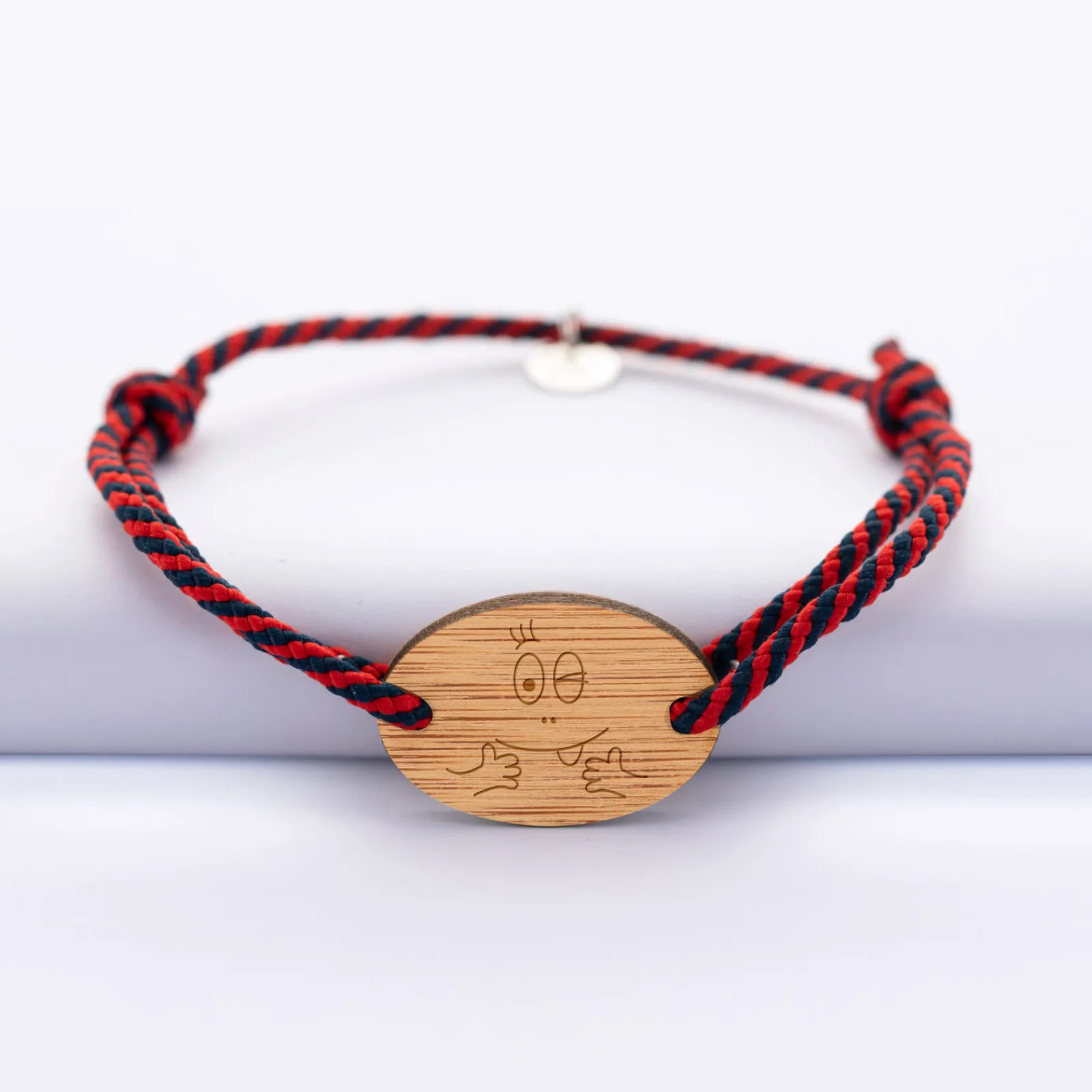 Discount HappyBulle Bracelet homme cordon marin tressé médaille ovale 2 trous 25x17 mm - x Barbapapa Bois