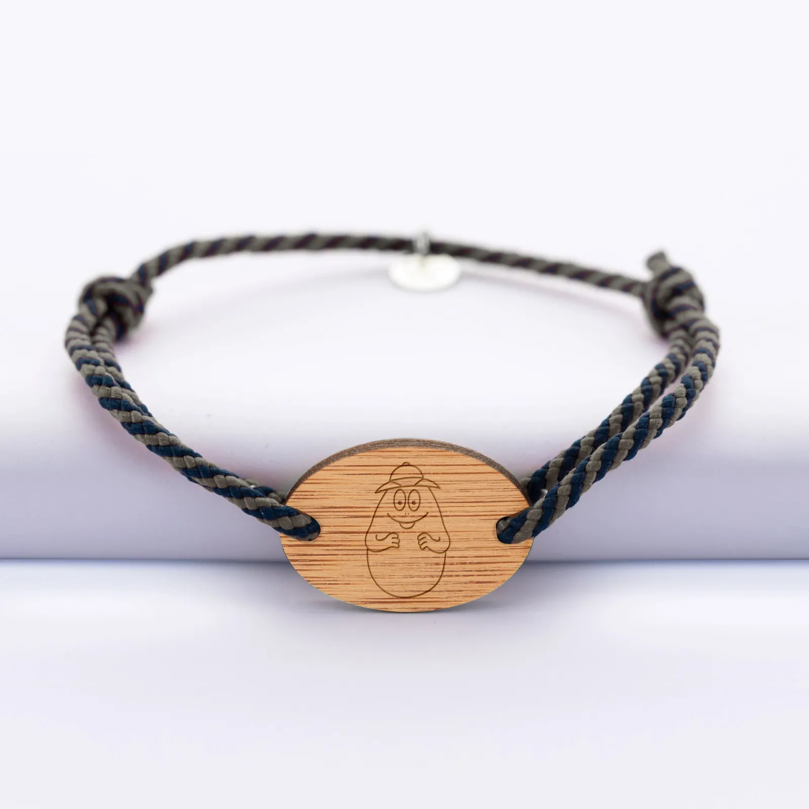 Discount HappyBulle Bracelet homme cordon marin tressé médaille ovale 2 trous 25x17 mm - x Barbapapa Bois