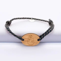 Discount HappyBulle Bracelet homme cordon marin tressé médaille ovale 2 trous 25x17 mm - x Barbapapa Bois