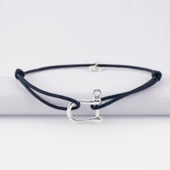 HappyBulle Bracelet homme cordon simple manille argent 15 mm
