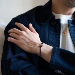 Clearance HappyBulle Bracelet homme cordon simple manille plaqué or 15 mm