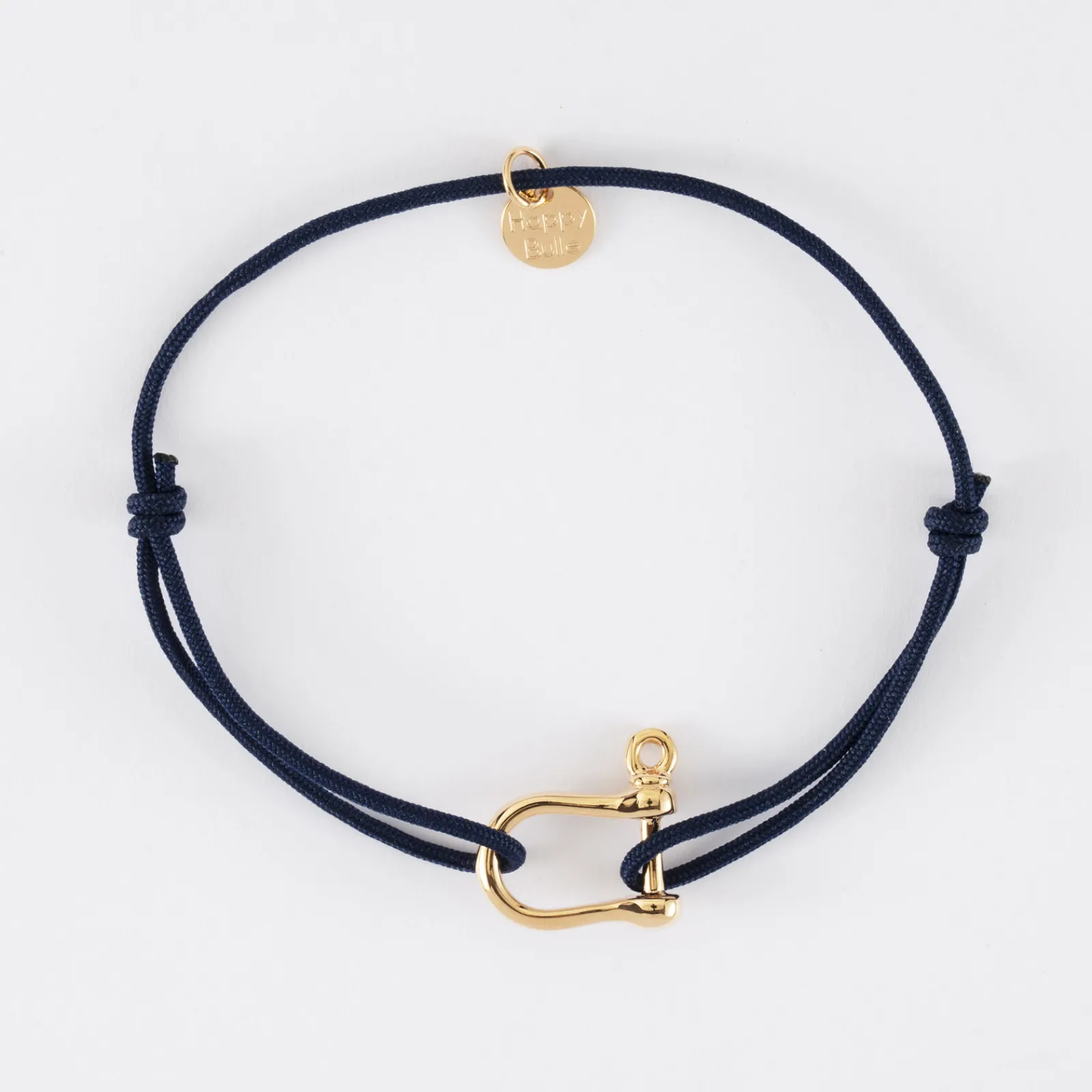 Clearance HappyBulle Bracelet homme cordon simple manille plaqué or 15 mm