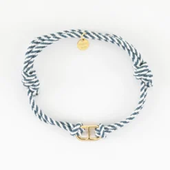 Outlet HappyBulle Bracelet homme cordon tressé double maille marine plaqué or 15,4x9 mm Plaqué or 18k