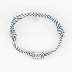Online HappyBulle Bracelet homme cordon tressé double maille marine argent 15,4x9 mm Argent rhodié 925